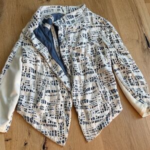 Women's Cream and Black Patterned Blazer